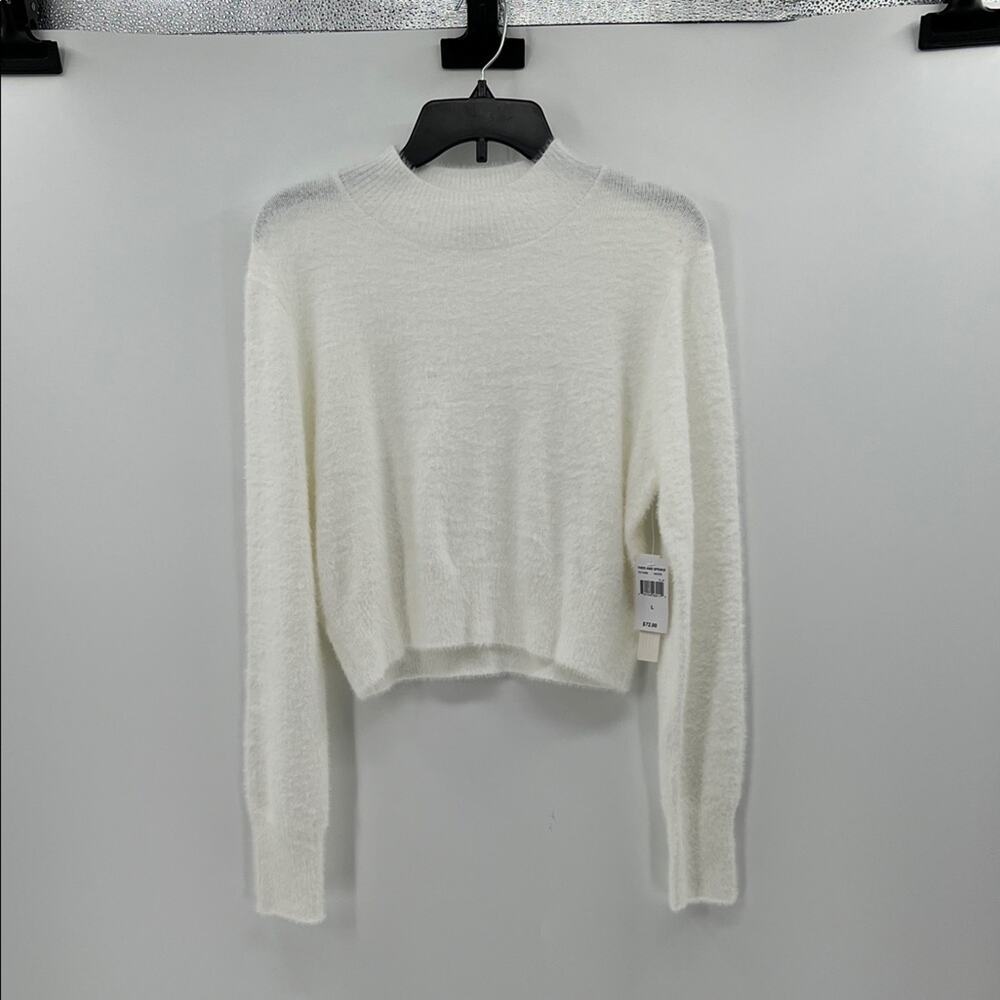Theo & Spence Women's Fuzzy Mock Neck Sweater - White - Large - NWT
